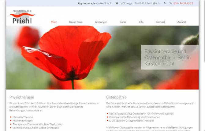 Physiotherapie Priehl - Website