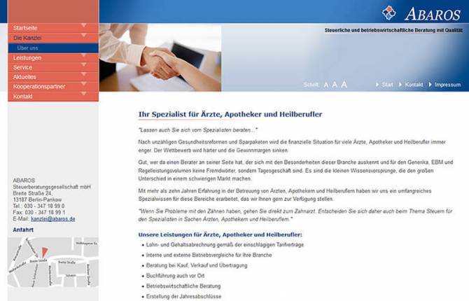 Abaros Steuerberatung - Website