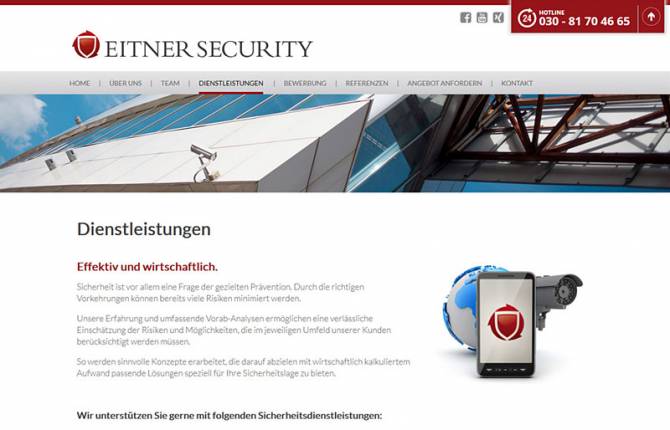 Eitner Security - Unterseite