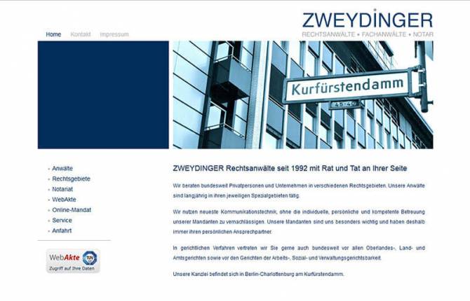 Zweydinger Rechtsanwälte - Website